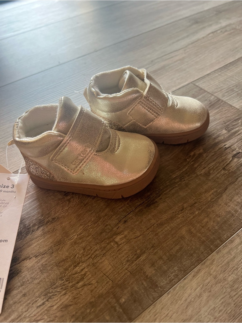 NWT Carter’s Metallic Gold High-Top Sneakers with Velcro strap